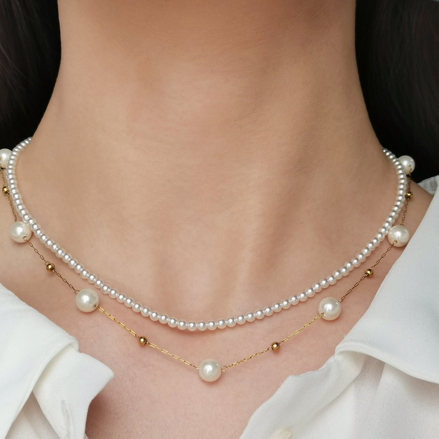 Floating Pearl Satellite Necklace