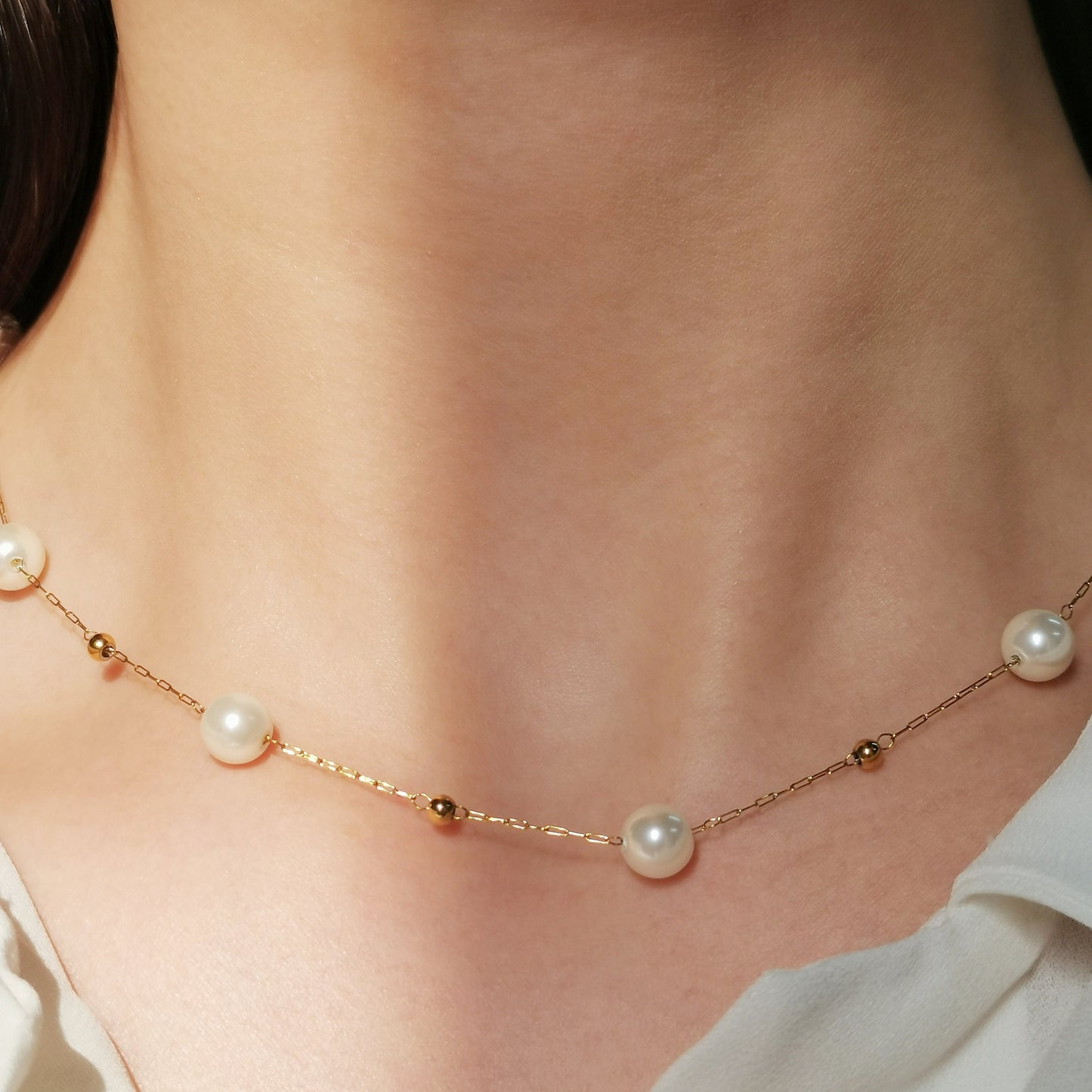 Floating Pearl Satellite Necklace