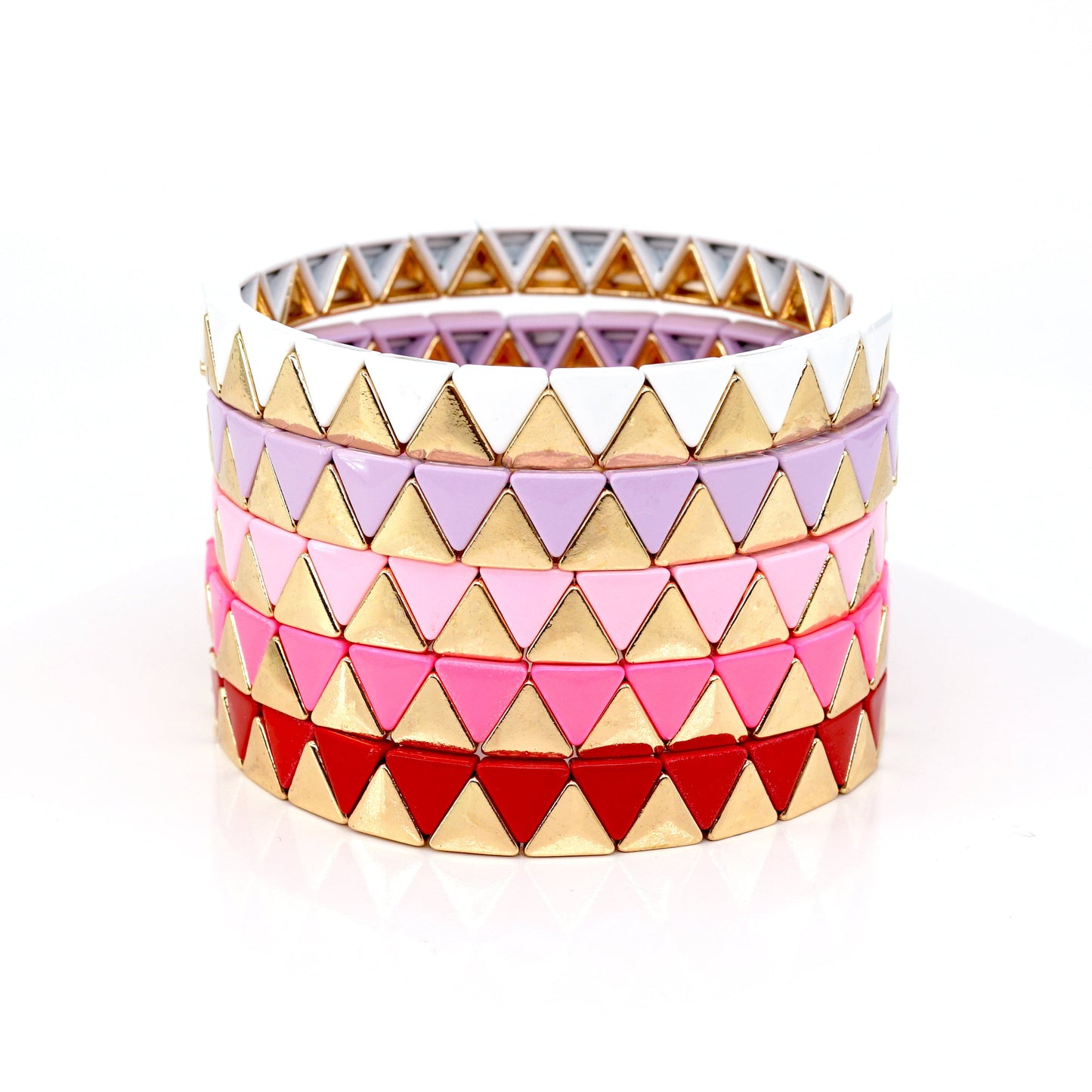 Boho Triangle Colorblock Enamel Tile Bead Bracelet