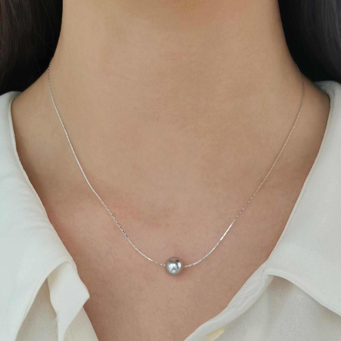 Single Floating Pearl Necklace Bridesmaid Gift