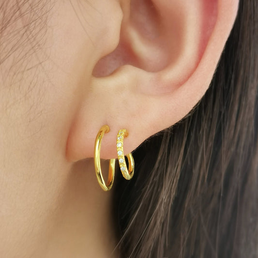 Single Pierced Faux Double Hoop Earrings