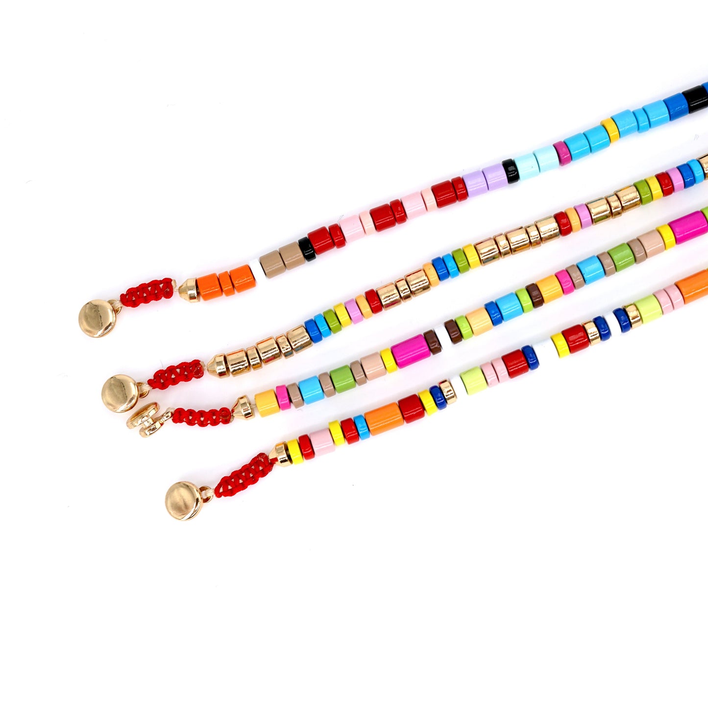 Rainbow Enamel Tile Bead Necklace Boho Style