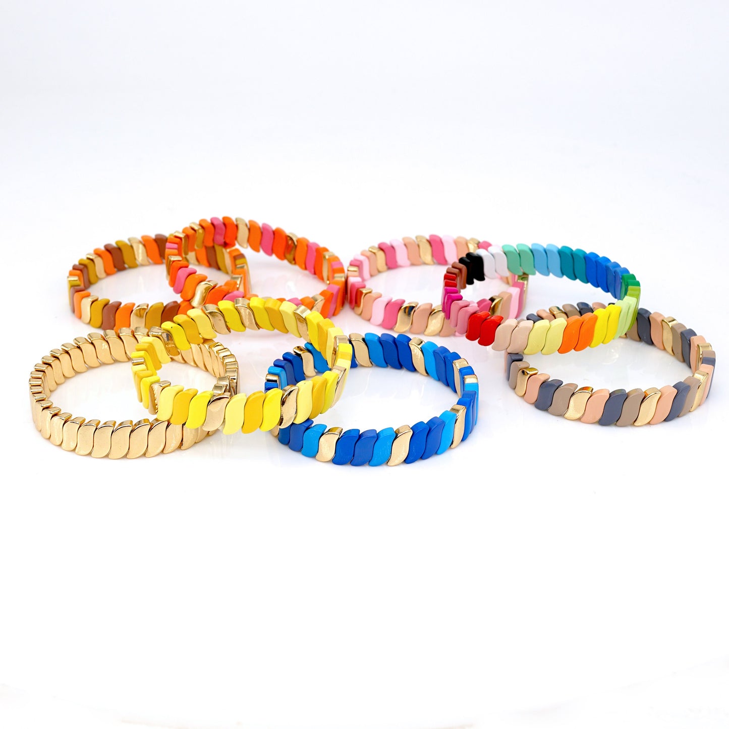 Summer Colorblock Boho Bracelets Enamel Tile Bead