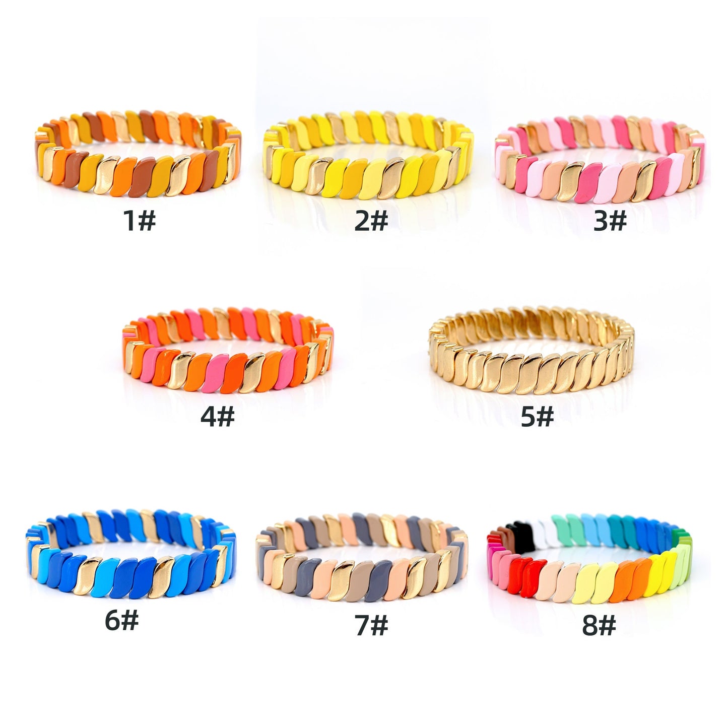 Summer Colorblock Boho Bracelets Enamel Tile Bead