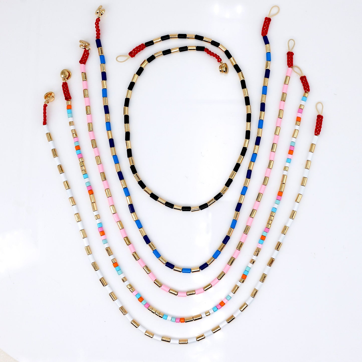 Boho Enamel Tile Bead Necklace for Summer