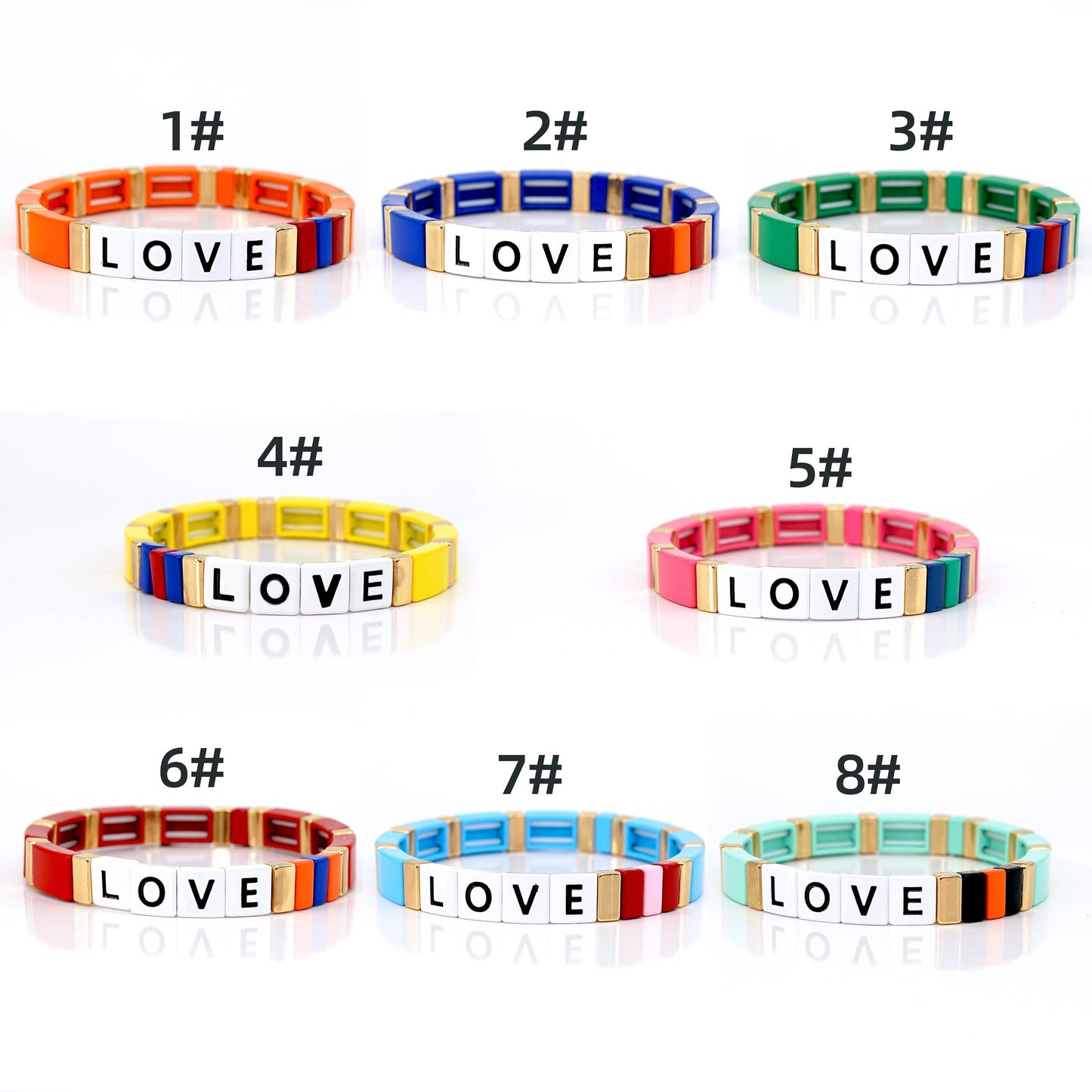 Custom Name Colorblock Enamel Bracelets, Personalized Bracelet