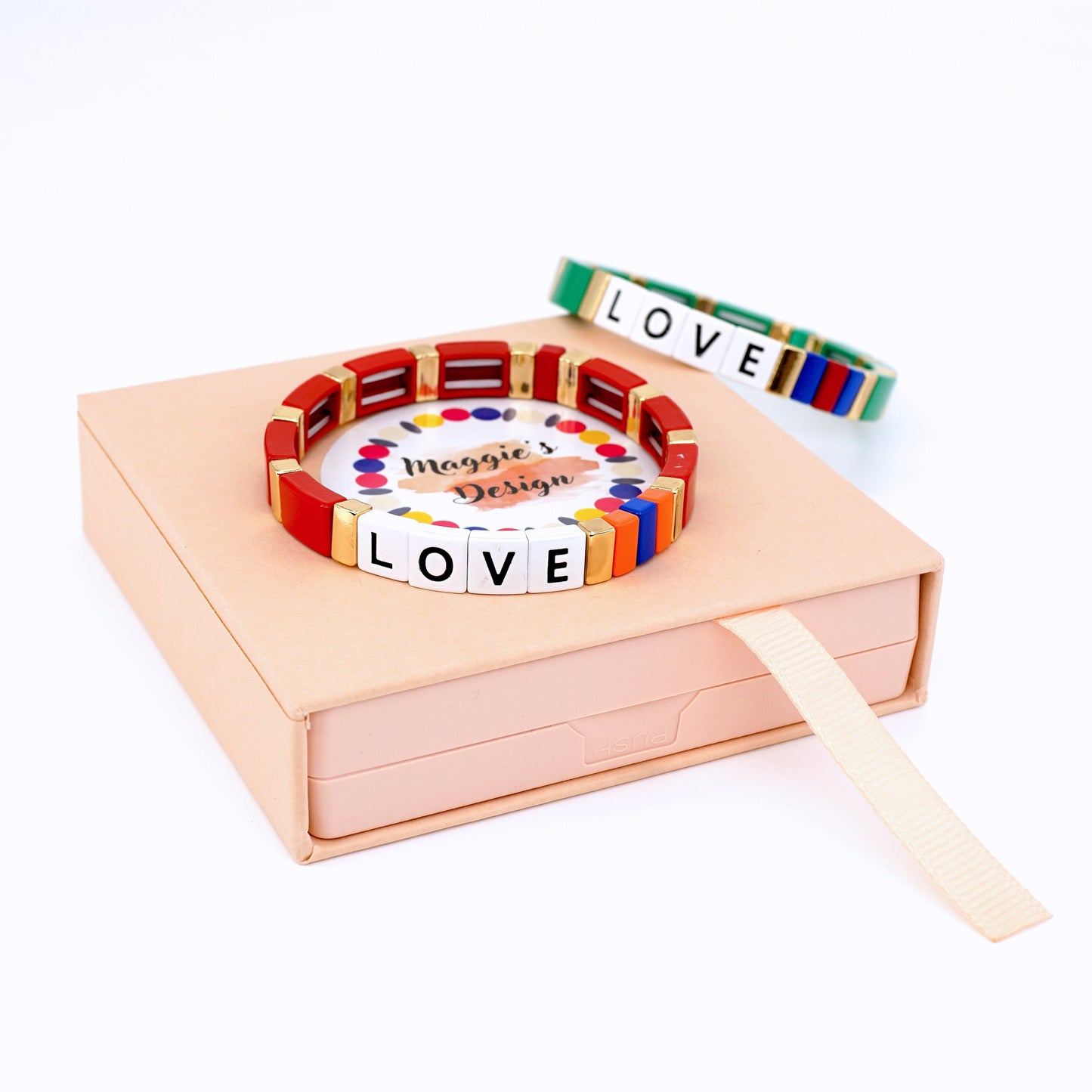 Custom Name Colorblock Enamel Bracelets, Personalized Bracelet