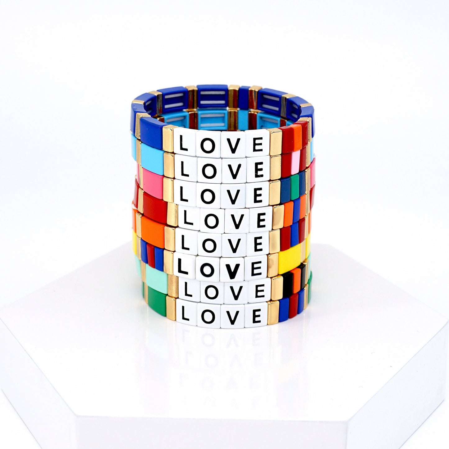 Custom Name Colorblock Enamel Bracelets, Personalized Bracelet