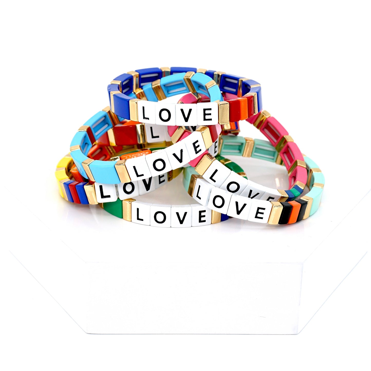 Custom Name Colorblock Enamel Bracelets, Personalized Bracelet