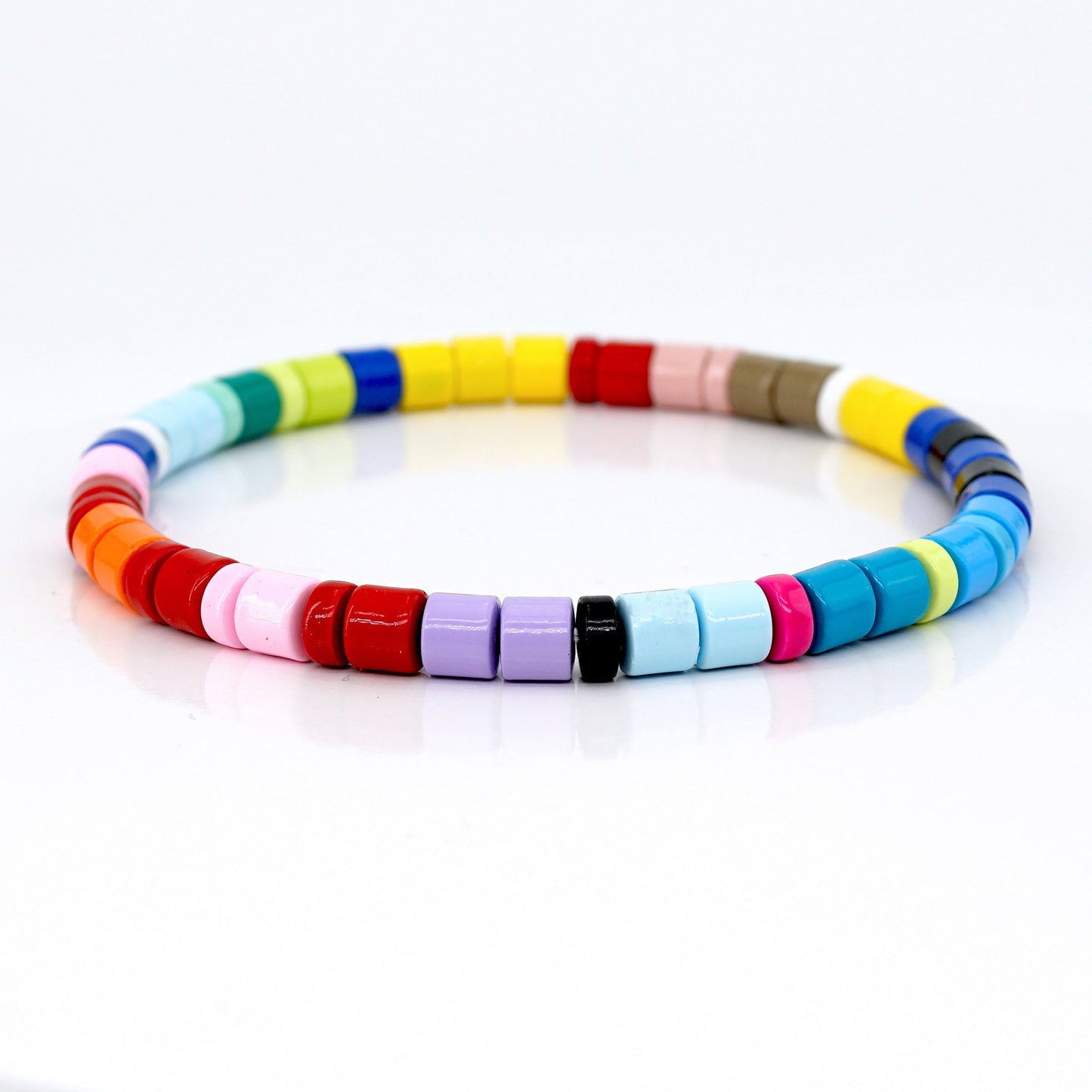 Boho Summer Rainbow Enamel Bead Bracelet