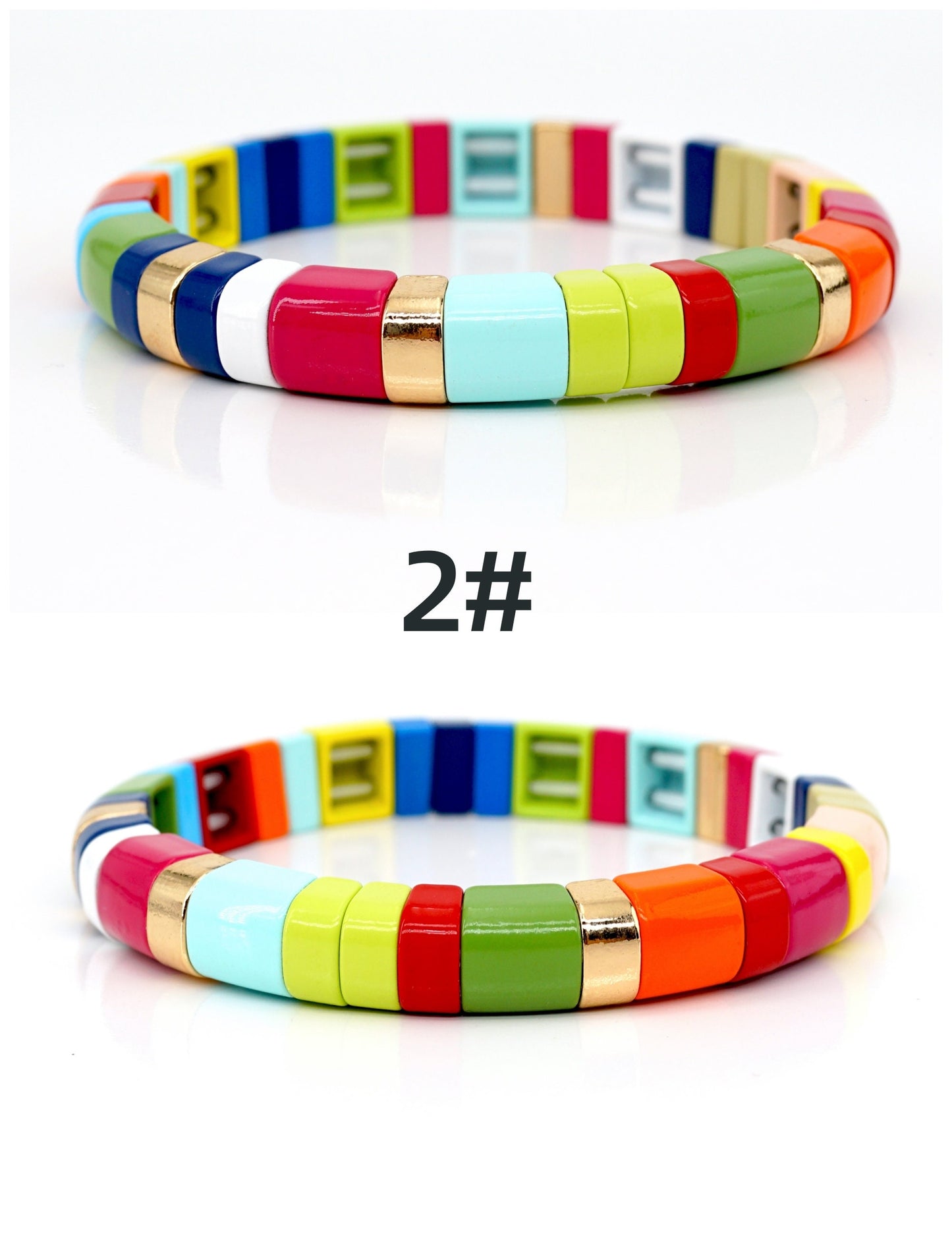 Rainbow Bracelet for Summer, Colorblock Enamel Bracelets Set