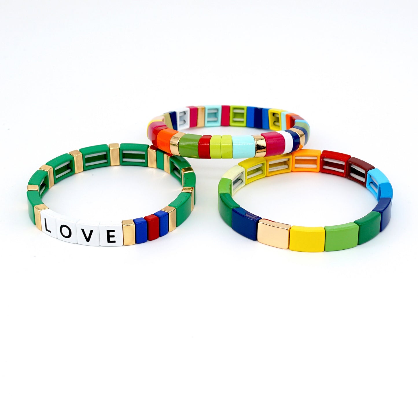 Rainbow Bracelet for Summer, Colorblock Enamel Bracelets Set