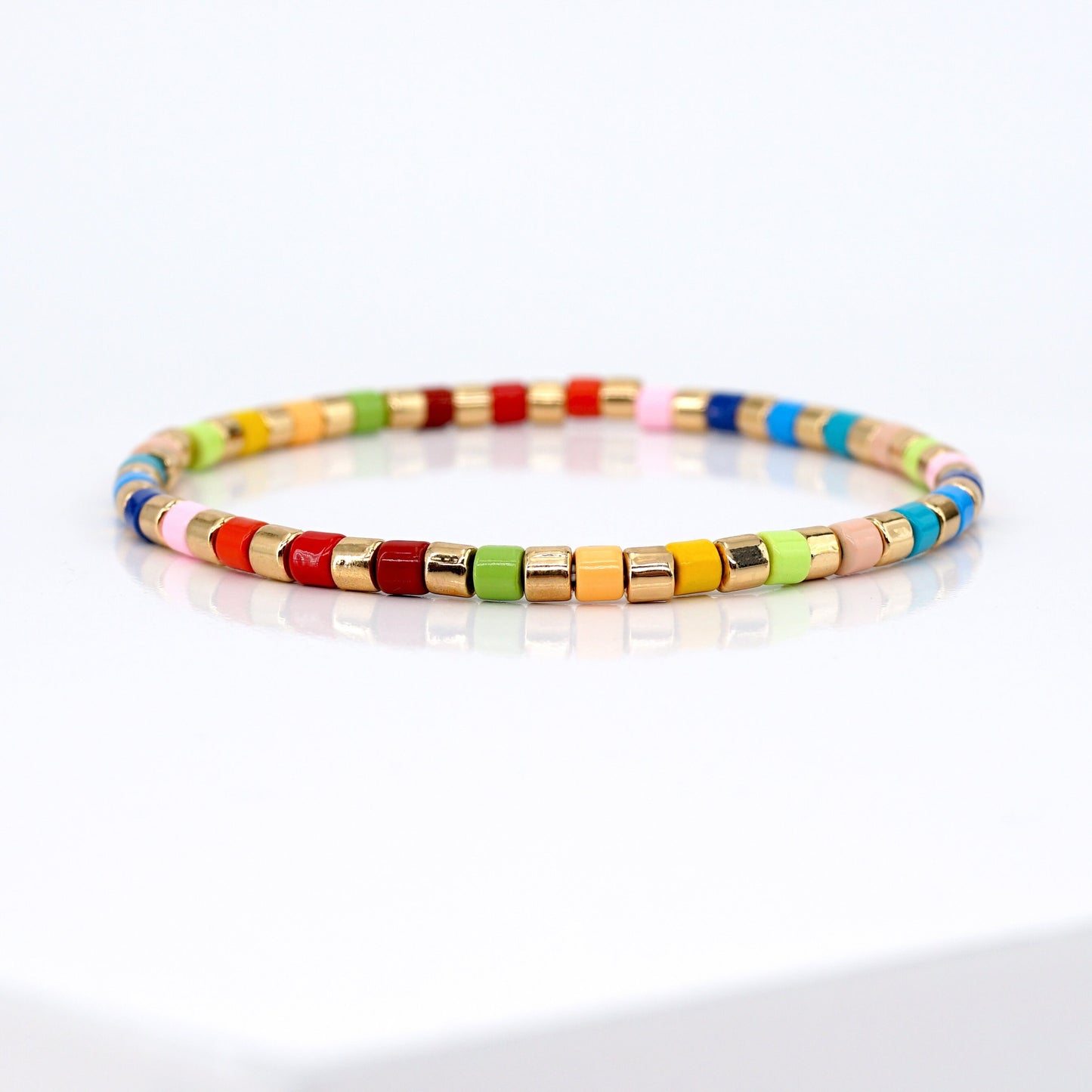 Summer Rainbow Enamel Bead Bracelet