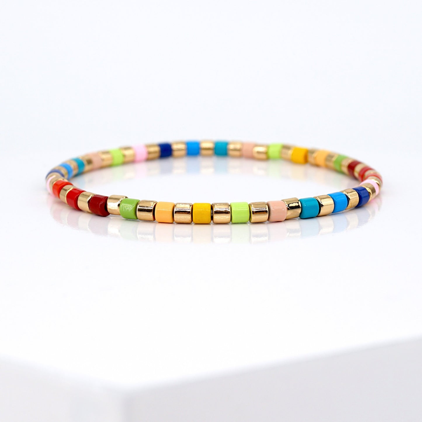 Summer Rainbow Enamel Bead Bracelet