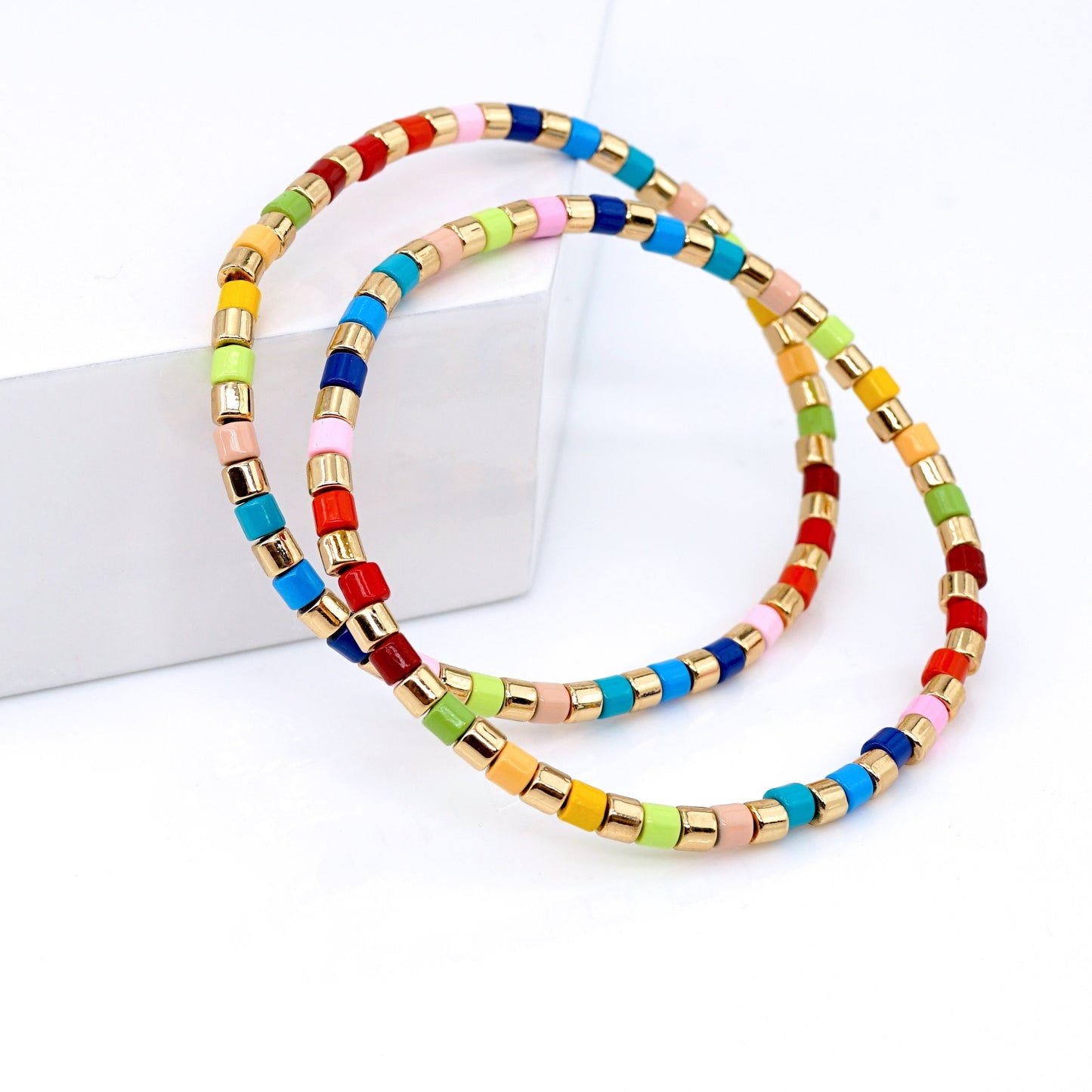 Summer Rainbow Enamel Bead Bracelet