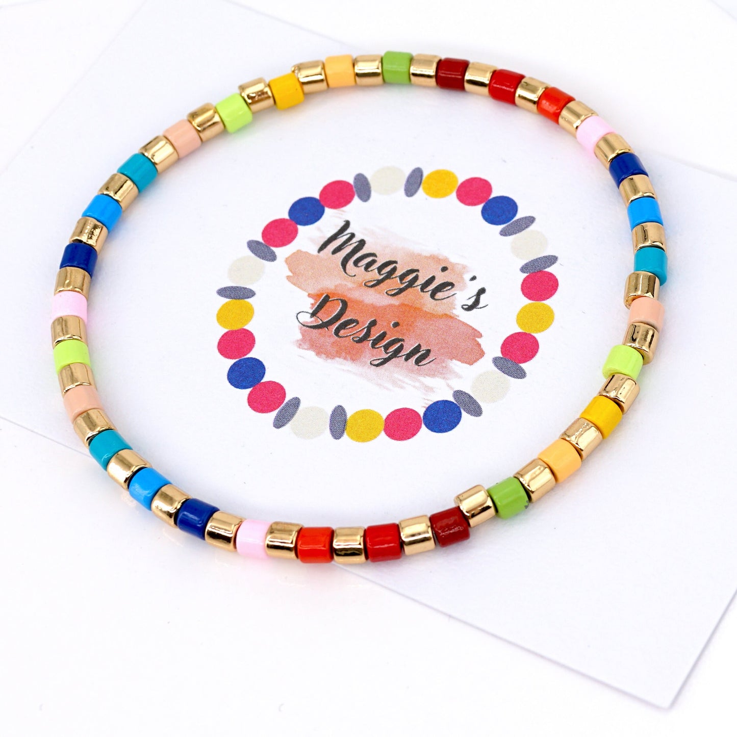 Summer Rainbow Enamel Bead Bracelet