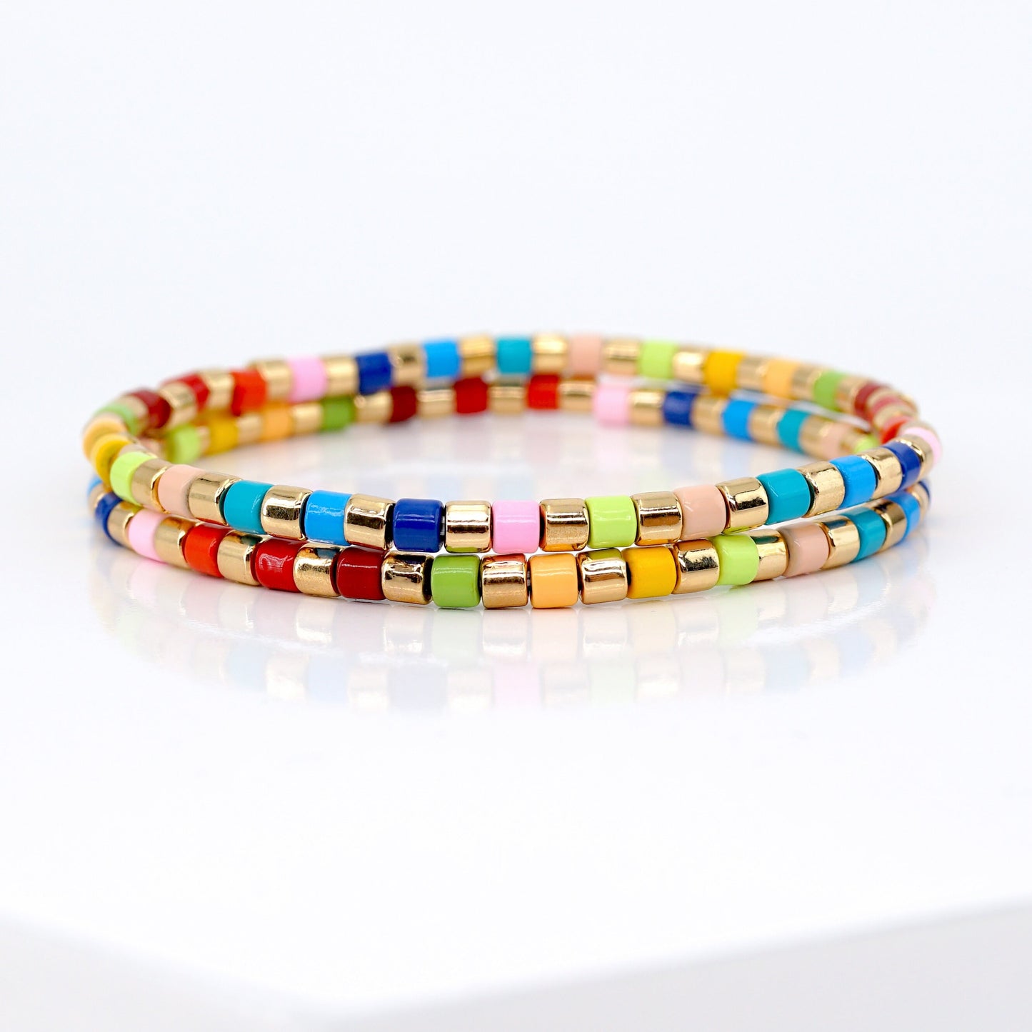 Summer Rainbow Enamel Bead Bracelet