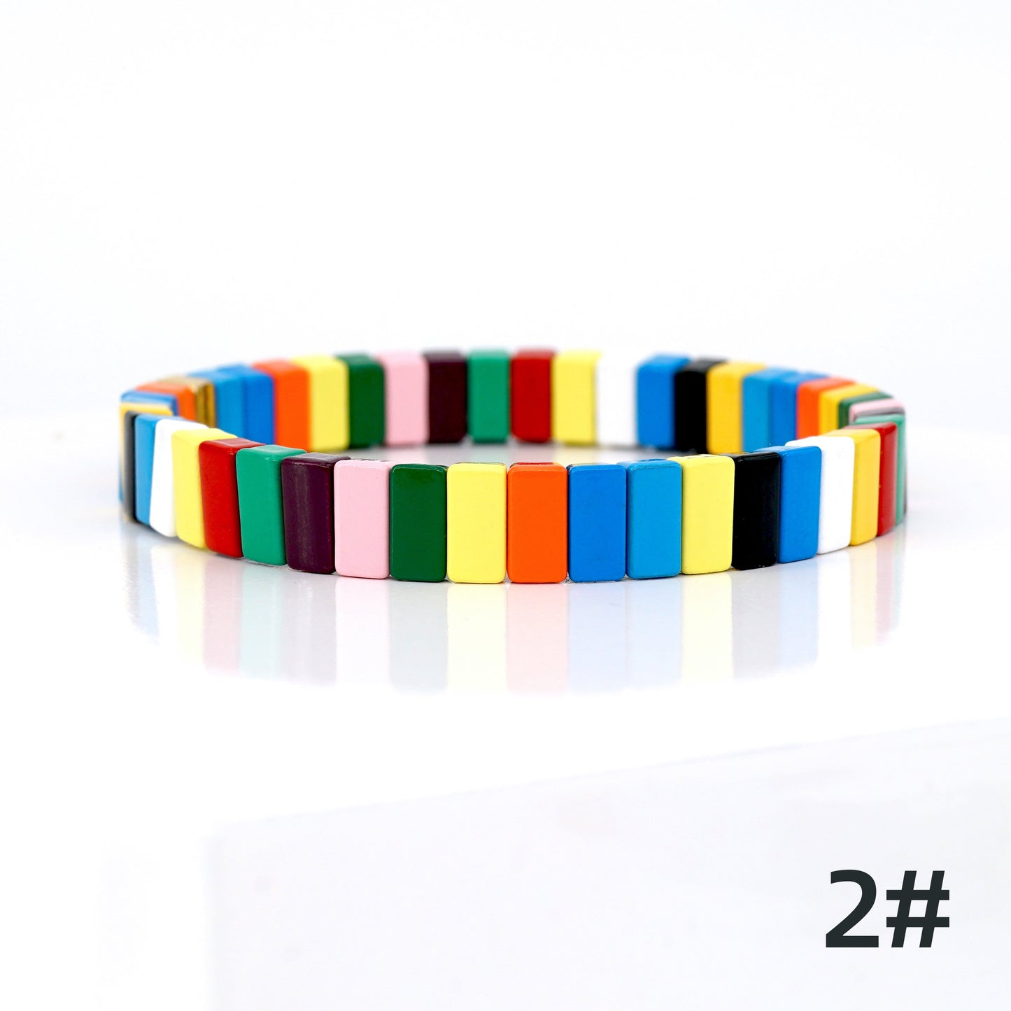 Boho Summer Colorblock Enamel Tile Bead Bracelet