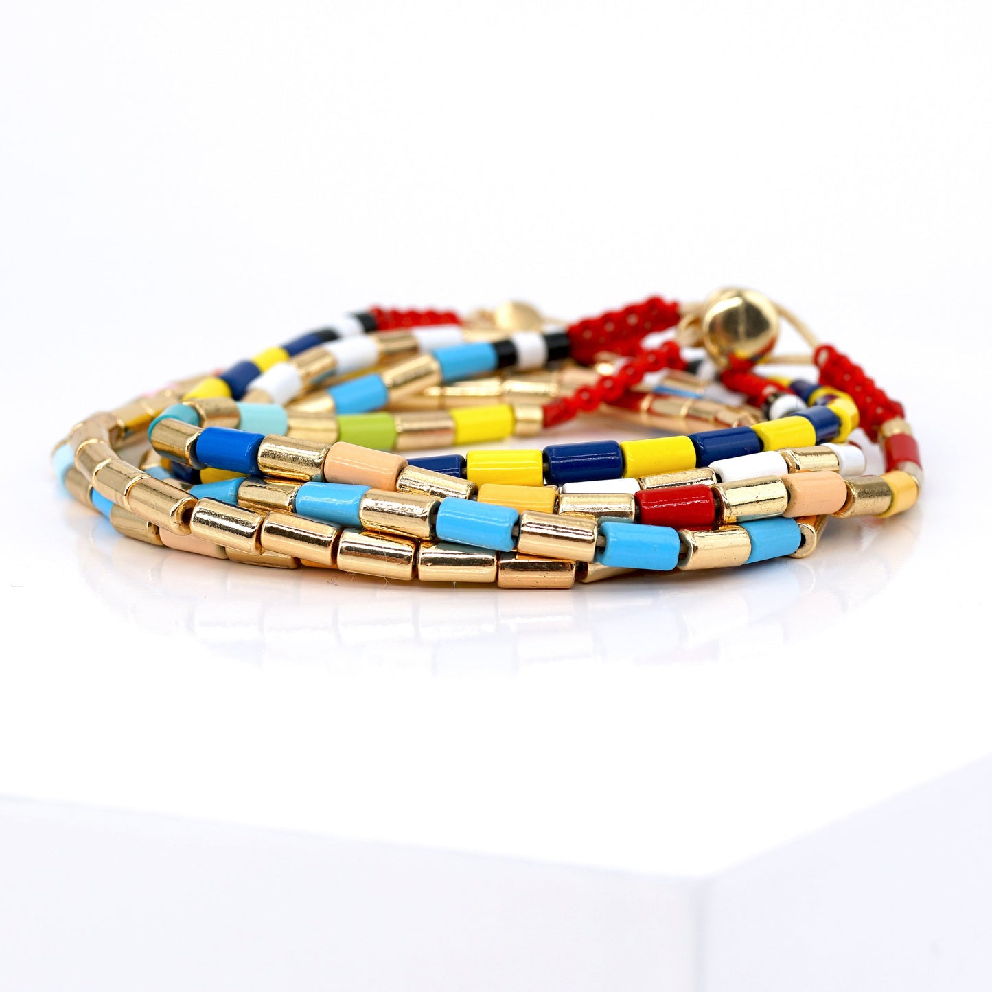 Colored Enamel Bead Bracelet, Boho Bracelets for Summer