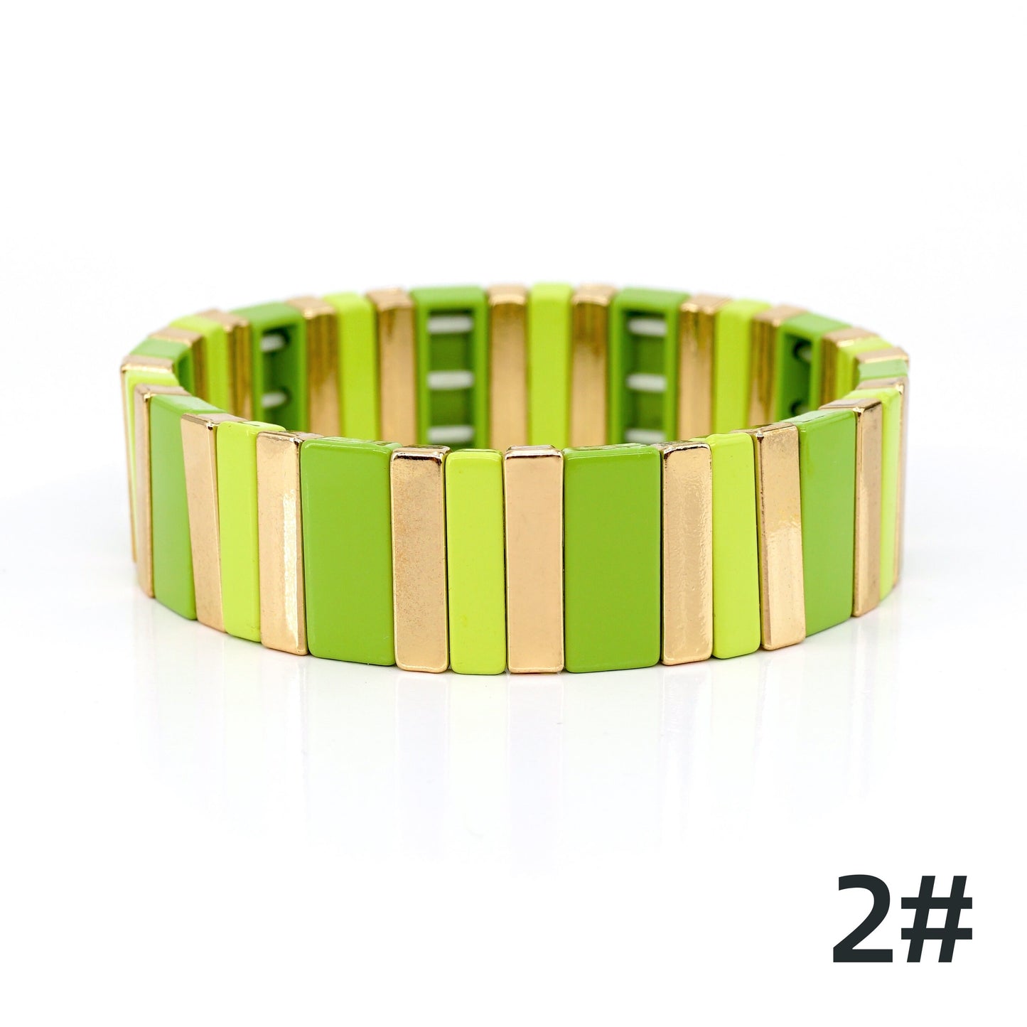 Green & Yellow Colorblock Boho Enamel Bracelets