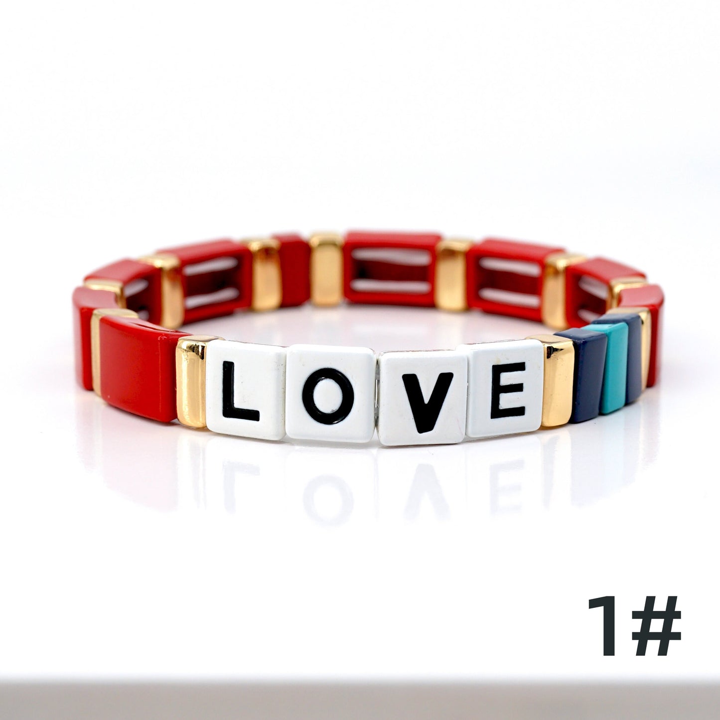 Summer Rainbow Colorblock Enamel Tile Bead Bracelets