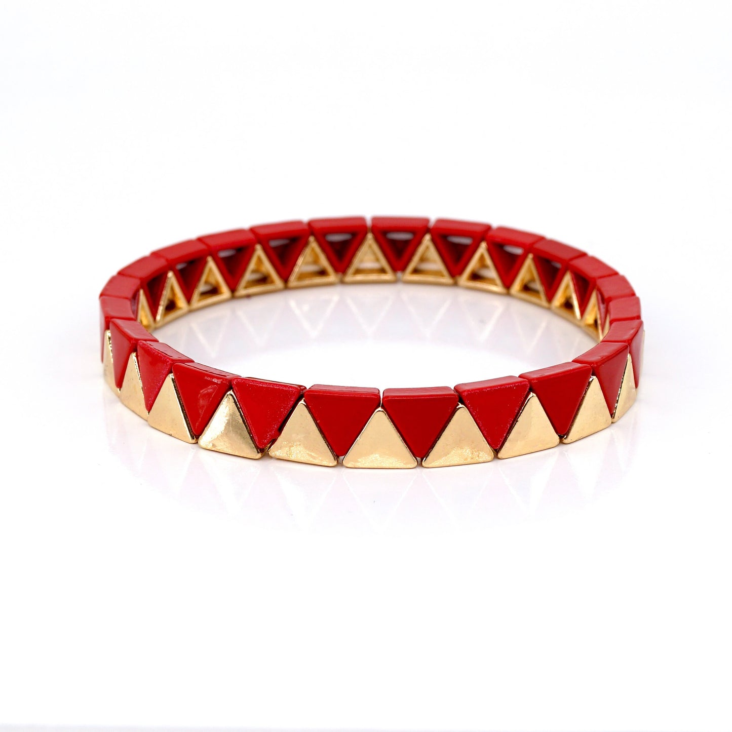 Boho Triangle Colorblock Enamel Tile Bead Bracelet