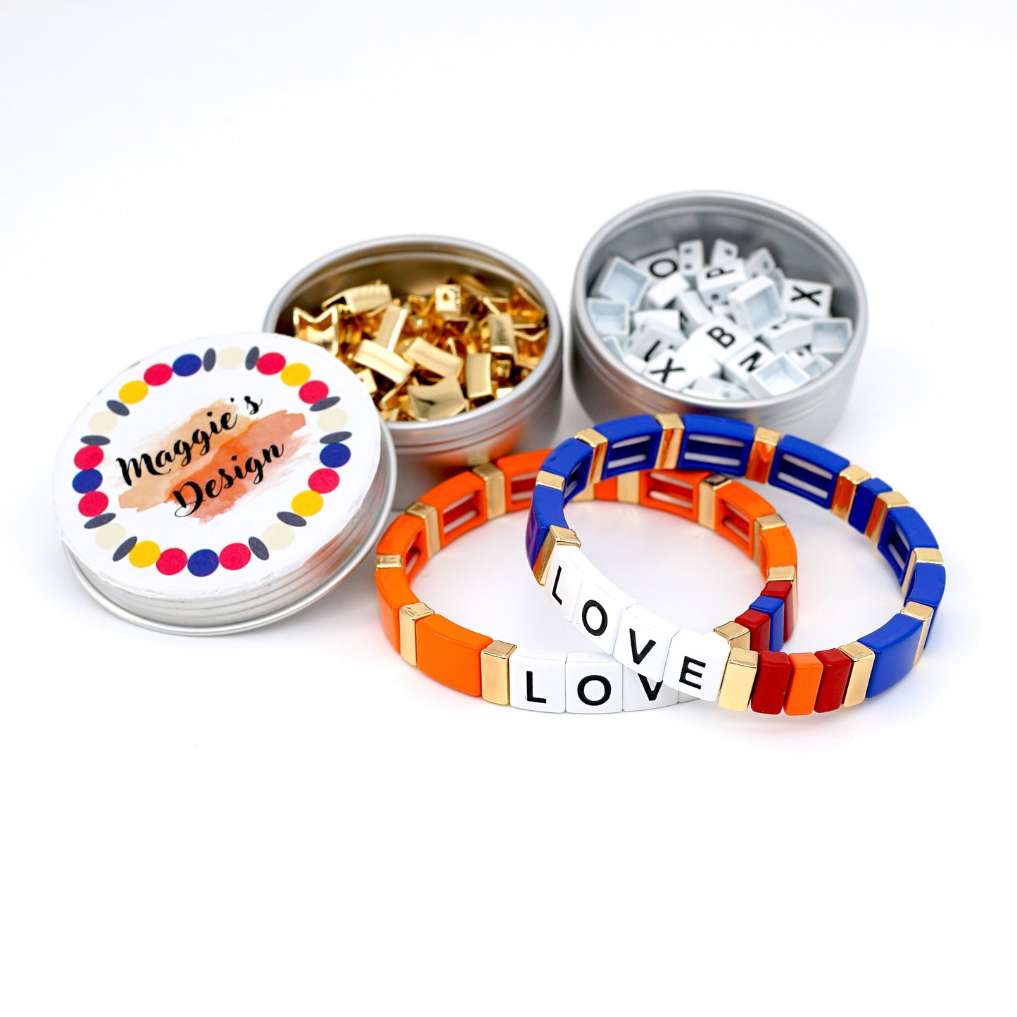 Custom Name Colorblock Enamel Bracelets, Personalized Bracelet