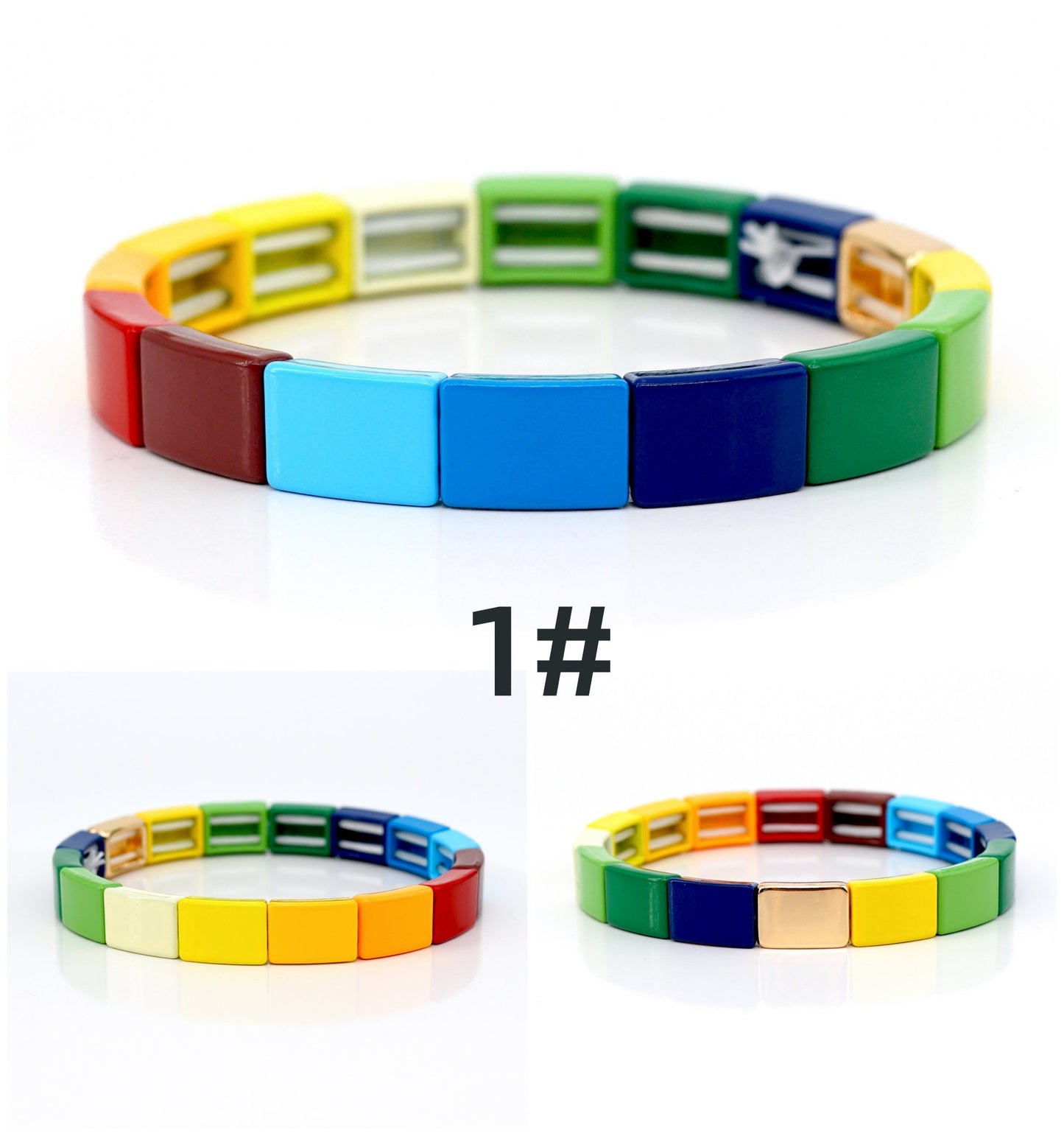 Rainbow Bracelet for Summer, Colorblock Enamel Bracelets Set