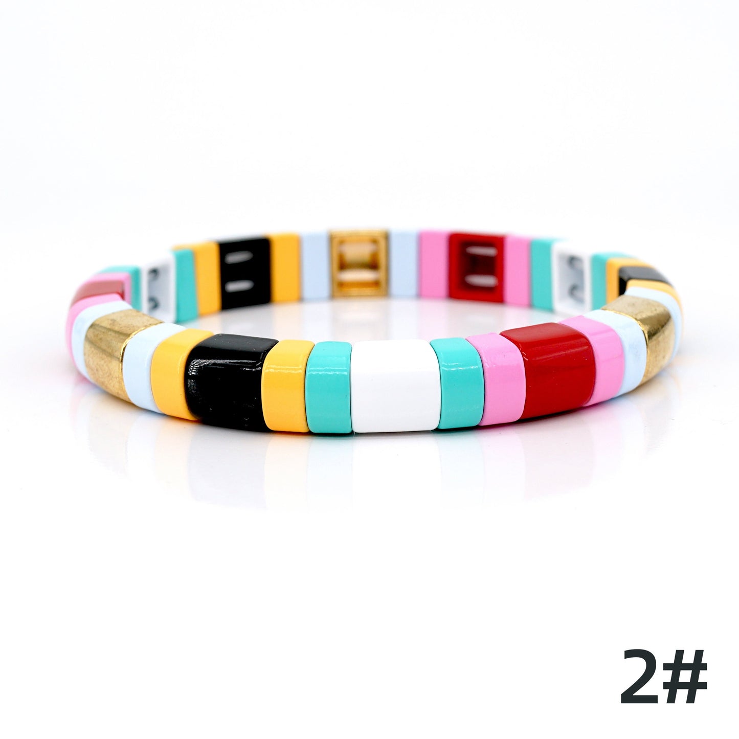 Colorblock Enamel Bead Bracelet, Summer Beach Bracelets